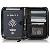 Passport Holder for Travel, RFID Blocking Wallet for Couples Men and Family | Multi-compartment organizer holds passports, cards, tickets, IDs and cash for women, couples and international family travel
