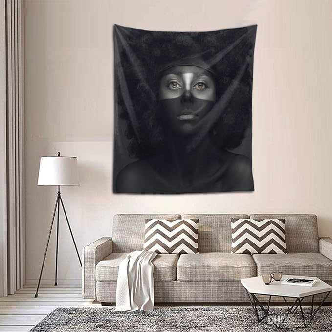 WRTYU Afro Black Art Tapestry Wall Hanging African American Gold Black