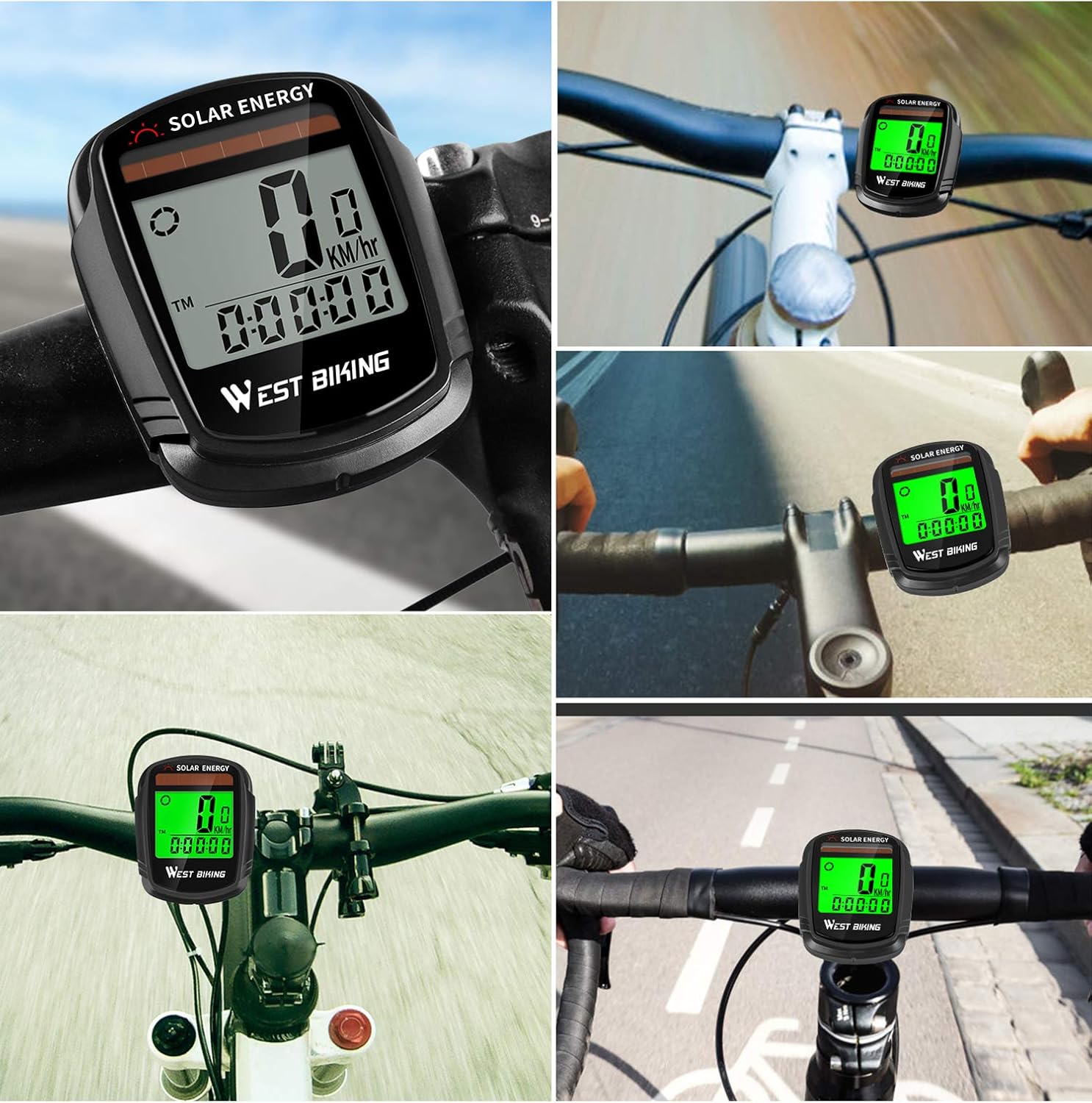 ICOCOPRO Bike Computer with Solar Energy Bicycle Speedometer and Odometer Wireless Waterproof Cycling Computer LCD Backlight Automatic Wake-up & Multi-Functions : Sports & Outdoors