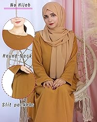 Zofocy Solid Color Women Abaya Modest Muslim Prayer