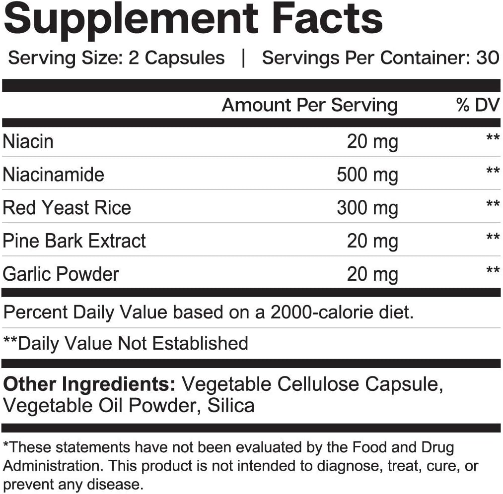 Cholesterol Support Supplement - for Heart Health with Red Yeast Rice, Garlic, Niacinamide | CholestAid by Essential Elements | 60 Capsules: Health & Personal Care