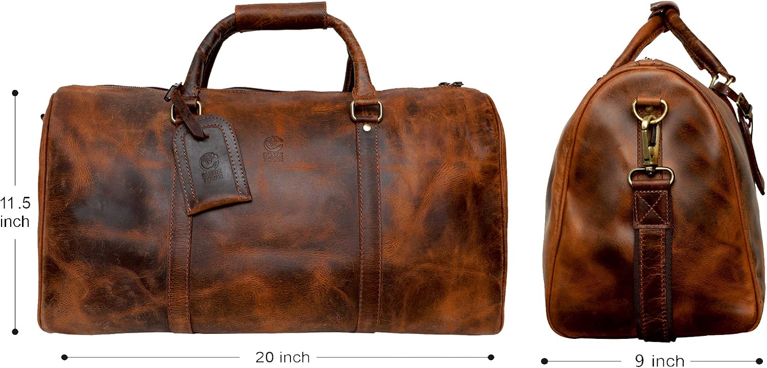 Leather Holdall Bags for Men - Travel Overnight Duffle Bag - Weekend Carry On Suitcase - Underseat Flight Cabin Duffel Bag - Image 3