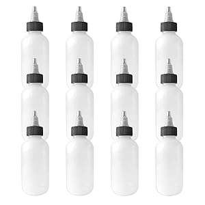 510 Central 4 Ounce Twist Top Squeeze Bottles - Boston Round with Dispensing Caps - LDPE Plastic - Made in USA - 120mL (4oz, 12 Pack)