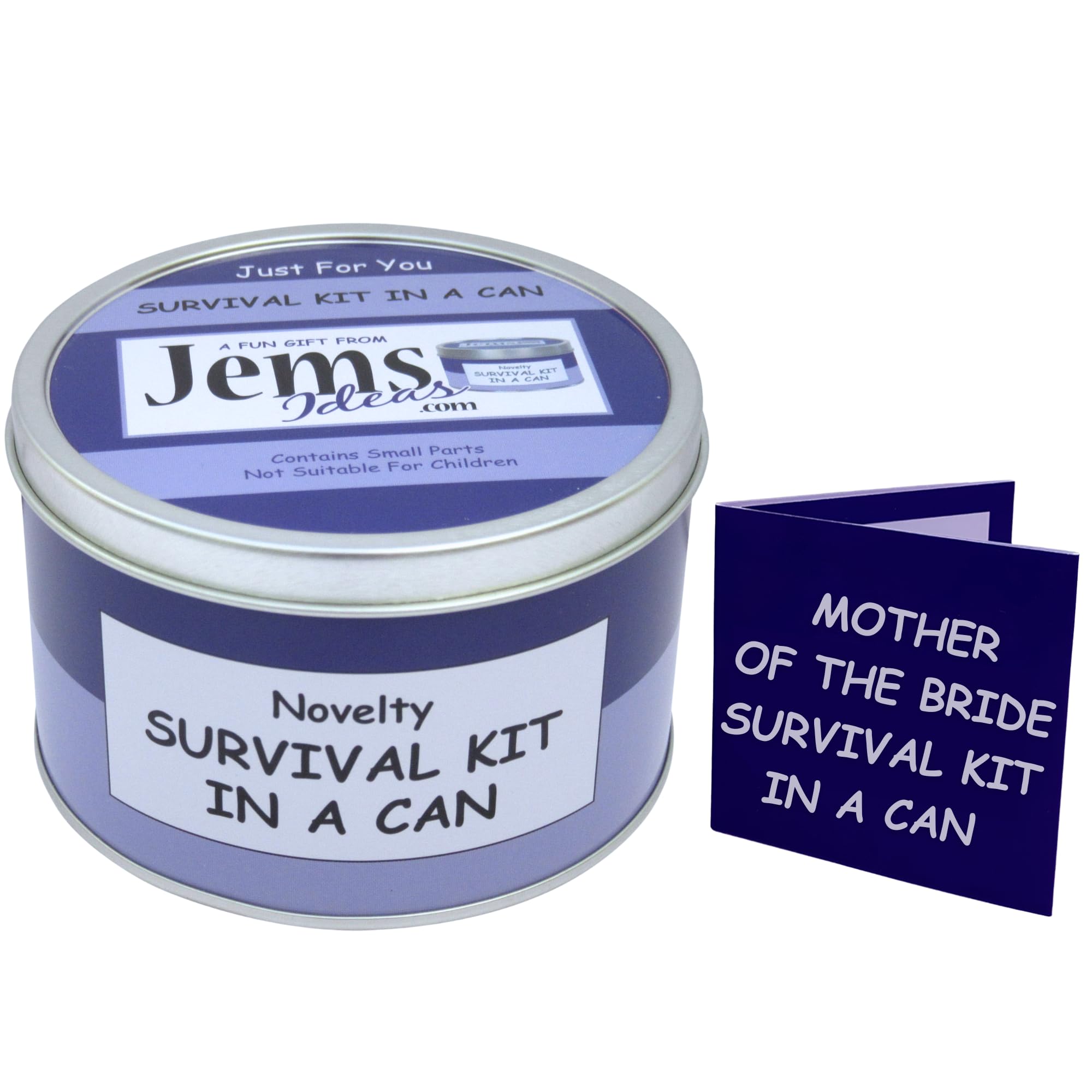 Mother of the Bride Survival Kit in a Can – Funny Wedding Day Gift – Set Unique Keepsake for Mum – Novelty Gift Box with Card – Fun Thank You Present from Bride (Purple/Lilac)