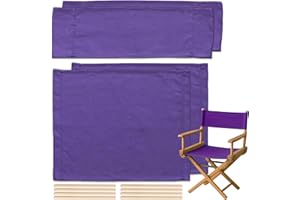 STAY GENT 18''L X 15''W 2 Set Directors Chair Replacement Canvas for 18'' Director Chairs, Replacement Cover Canvas Seat and 19.7''L X 6.3''W Back Covers Kit for Director Chairs Movie Chair, Purple