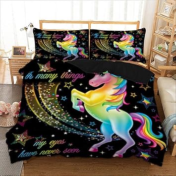 Amazon Com Unicorn Bedding Set Star Cartoon Duvet Cover Pillow