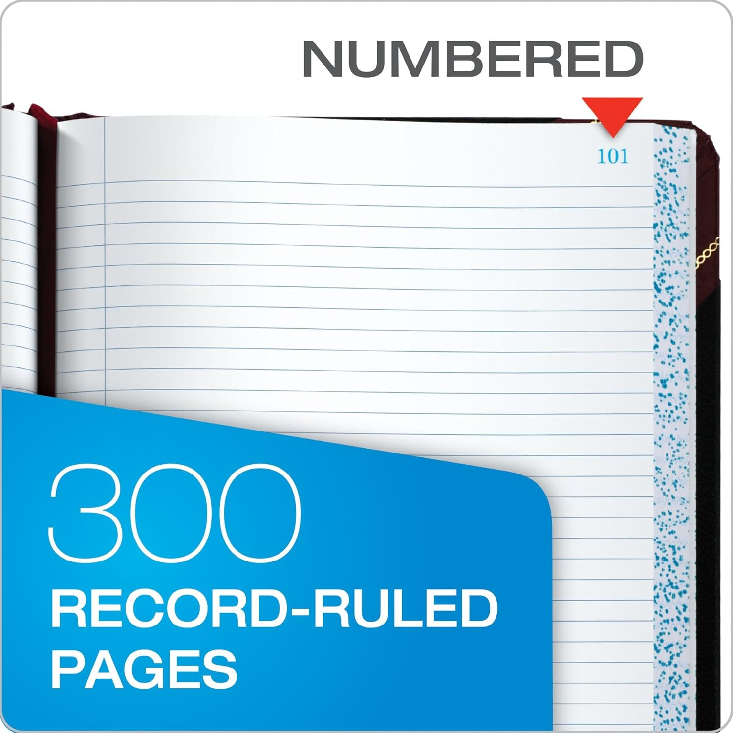 Boorum & Pease Record Book, 21 Series, Record Ruled, 8-1/8" x 10-3/8", 300 Pages (21-300-R), Black/Red : Boorum And Pease : Office Products