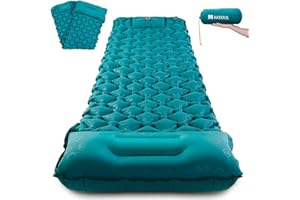 AKSOUL Sleeping Pad Inflatable for Camping: Ultralight & Compact Self Inflating Camp Mat with Built-in Foot Pump, Connectable Portable Air Mattress for Hiking, Backpacking Travel