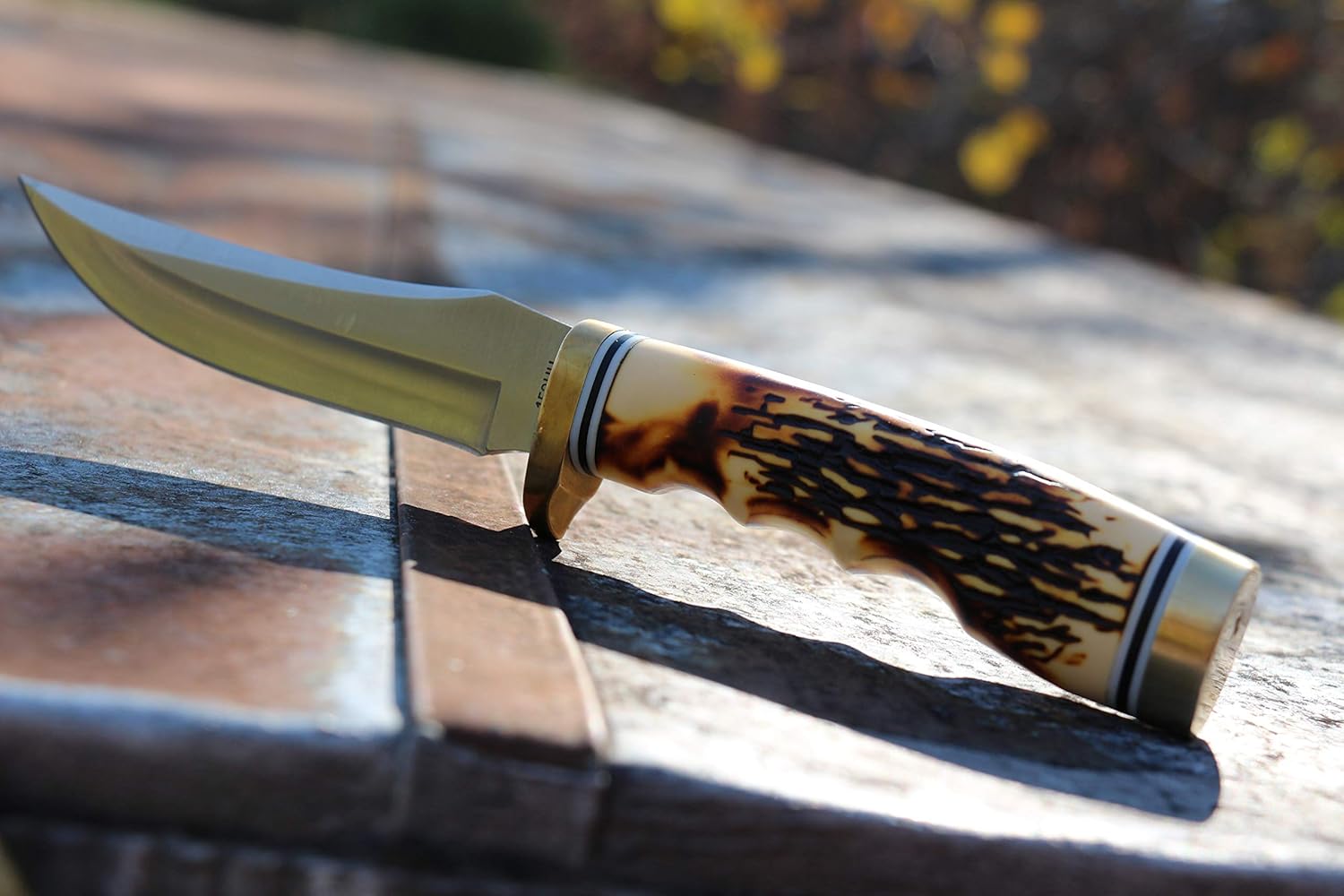 Uncle Henry 153UH Golden Spike Rat Tail Tang 9.25in S.S. Fixed Blade Knife with a 5in Blade and Staglon Handle for Outdoor Survival, Camping and Hunting: Sports & Outdoors