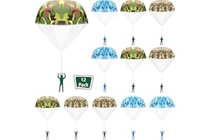 12 Pieces Parachute Toy Hand Throw Flying Toys Parachute Men Toy Parachute Figures for Christmas Outdoor Landing Gifts, No Ba