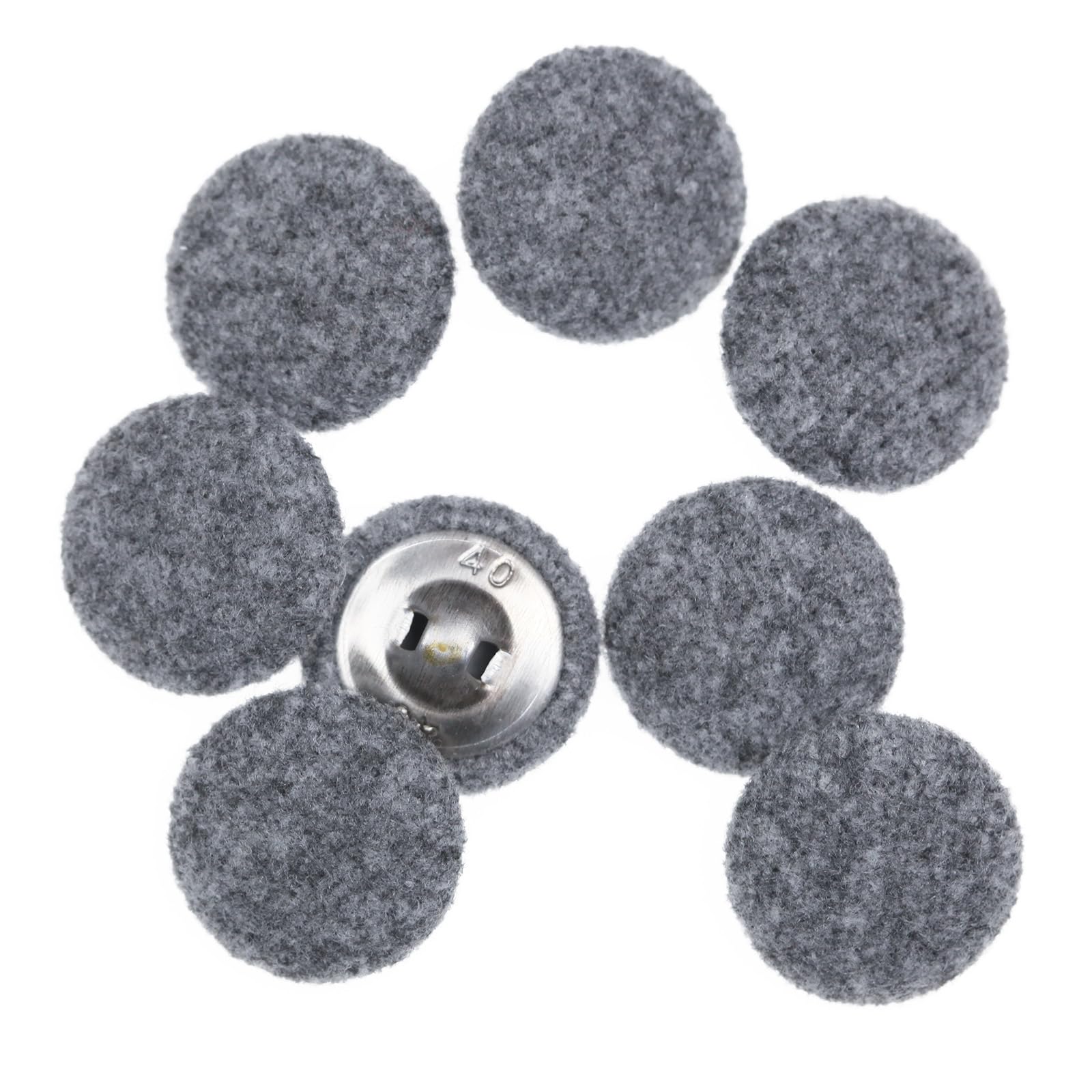 Photo 1 of 10PCS Fabric Cloth Covered Buttons with Metal Shank - Suits, Gowns, Blouses, Tuxedo, Sweaters - Grey, 20mm