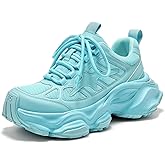 BEAU TODAY Womens Chunky Sneakers,Fashion Sneakers for Women,Lace-up Air Mesh Chunky Walking Tennis Shoes Treny Dad Sneakers