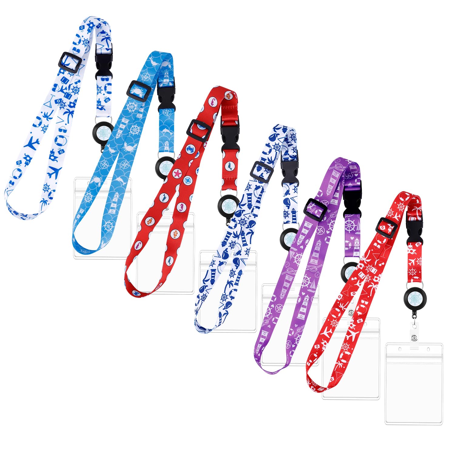 6pcs Cruise Lanyard, Multicolored Cruise Lanyard for Ship Cards Adjustable Cruise Lanyards Waterproof Cruise Lanyard with ID Badge for Cruise Essentials Accessories