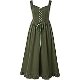 ZhouBoat Renaissance Dress for Women Ren Faire Dress Medieval Sleeveless Lace Up Cottagecore Gown Olive Green Maxi Skirt