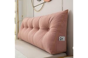 TESICA Large Wedge Pillow Pink Headboard Twin Bolster Triangular Headboard Pillow Positioning Support Reading Backrest Wedge Pillow for Day Bunk Bed with Removable Cover