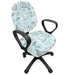 Lunarable Pale Blue Office Chair Slipcover, Grunge