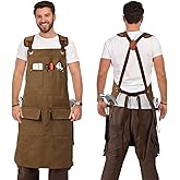DILLMAN Woodworking Apron for Men Shop Apron Thick Canvas Work Apron with Tool Pockets