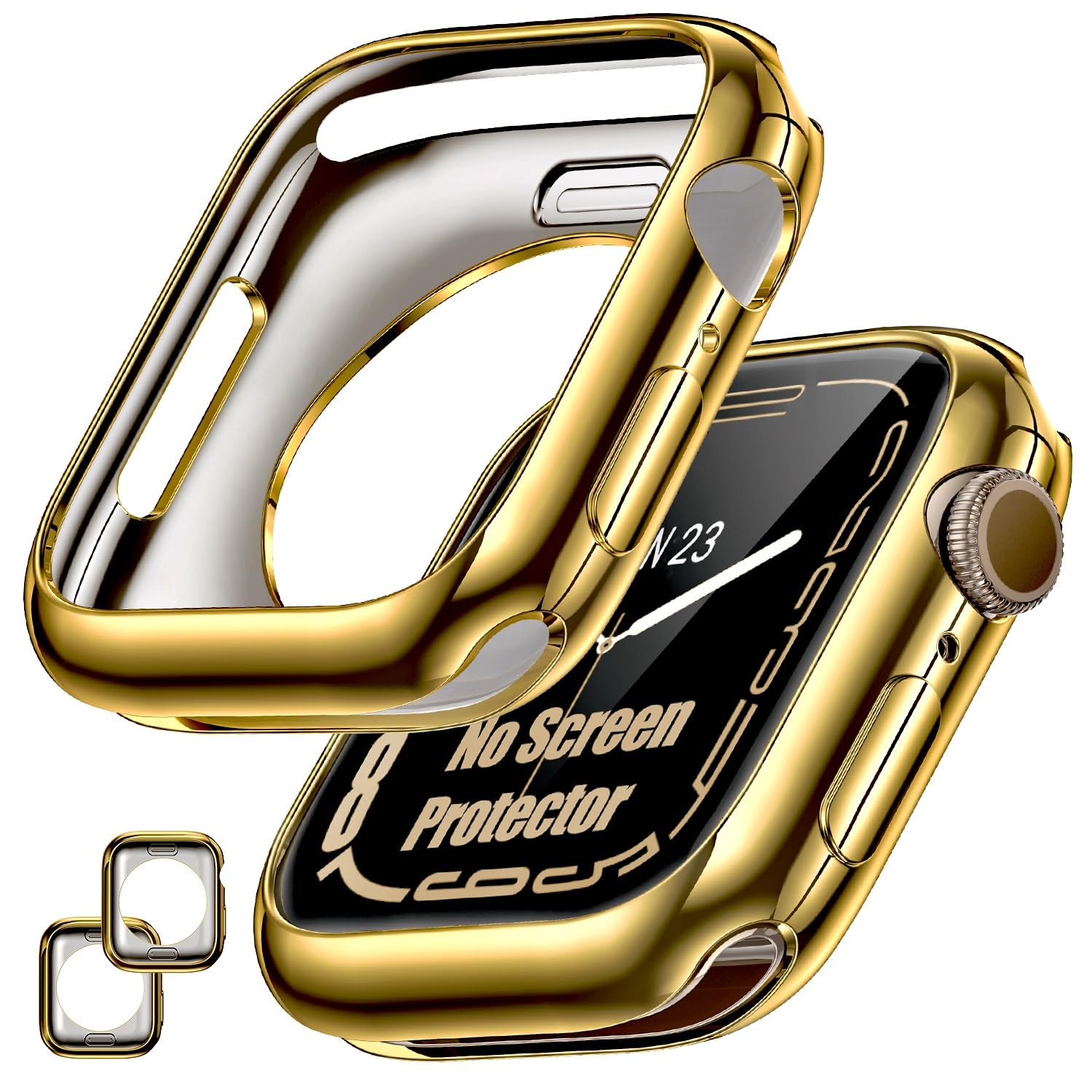 Photo 1 of [2 Pack] Goton Bumper Case for Apple Watch 42mm, [No Screen Protector] Slim Soft TPU Shockproof Case Cover Bumper Protector Accessories for iWatch Series 11 Series 10, 42mm Gold+Gold