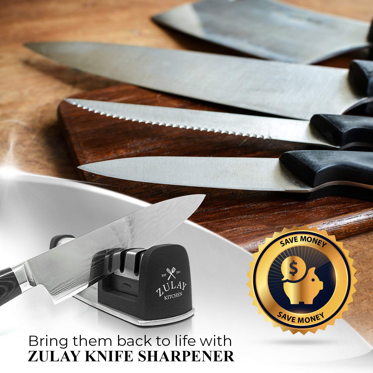 Kitchen Manual Stainless Steel Knife Sharpener for Straight and