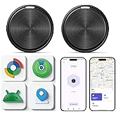 Air Tags-2 Pack Tracker Tag for iOS and Android, Work with Google Find Hub & Apple Find My APP, Long Battery Life, for Keys/Luggage/Suitcase/Backpack/Wallet, Black