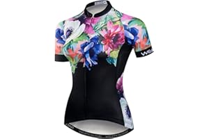 JPOJPO Women Cycling Jersey Short Sleeve Breathable with Pockets Flower