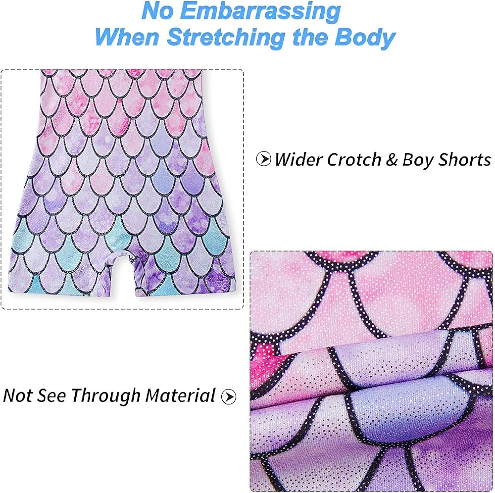 TUONROAD Girls Gymnastics Leotards with Shorts Dance Ballet Unitard Sparkly Biketard for 2-10T: Clothing