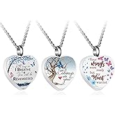 MOSURNSJWY Cremation Jewelry Angel Wing Heart Urn Necklaces for Women Girls Crystal Memorial Ash Pendant Keepsake Jewelry for Loved Ones