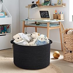 MEGASKET Large Black Blanket Basket, 22" X 22" X