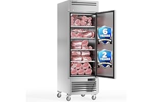 Coolski 27" W Commercial Freezer, 19.32 Cu.ft Single Solid Door Stainless Steel Reach-in Freezer for Restaurant Bar Shop Garage, -13℉~-5℉, 4 Shelves