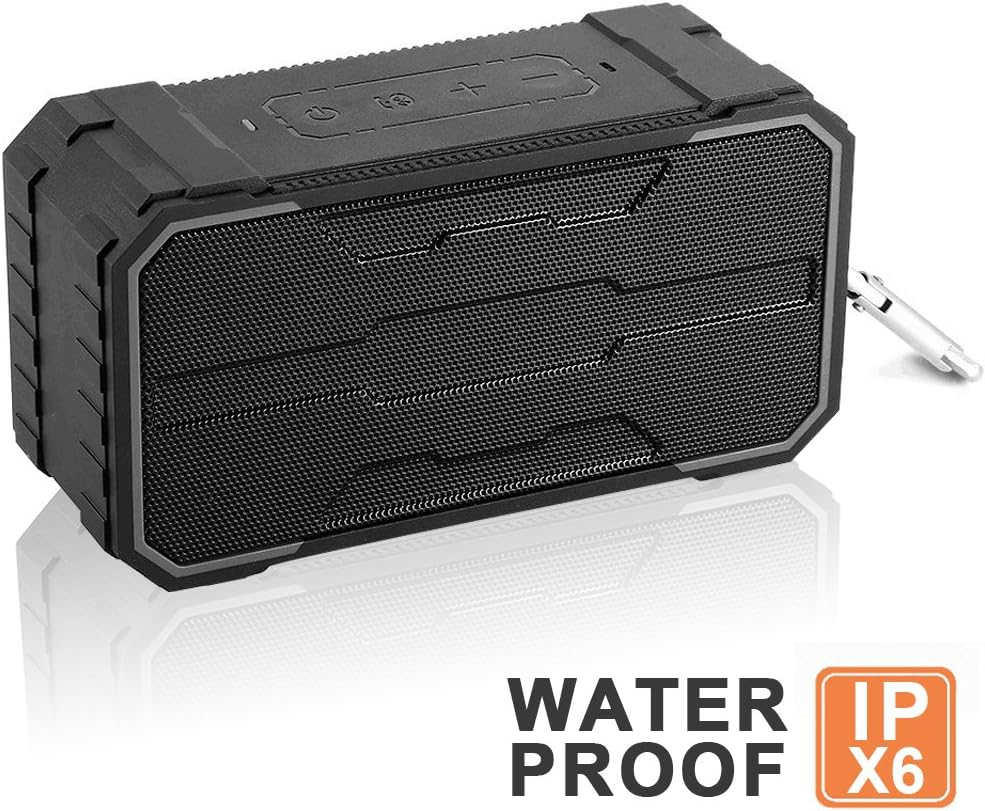 CRage Portable Wireless 4.2 Bluetooth Speaker 10W Build in Mic IPX6 Waterproof Shockproof Support Micro SD 3.5mm Aux Fits for Home Kitchen Bathroom Shower and Outdoor Travel Garden Car (Black)