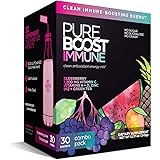 Pureboost Immune Clean Energy Drink Mix: Immunity Supplement with Elderberry, 1200 mg Vitamin C, Vitamins A + D, Zinc, 28 Vit
