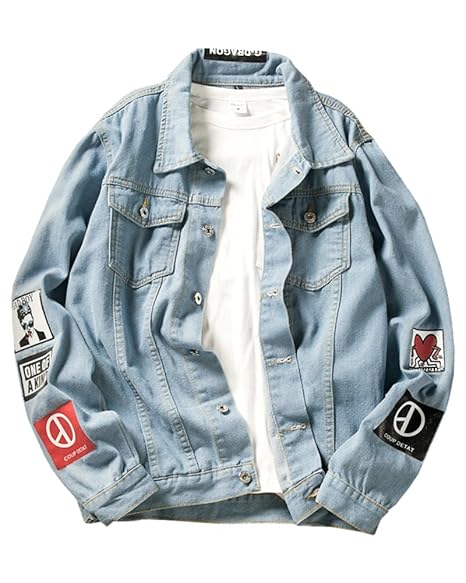 ShiFan Herren Oversize Jeansjacke Übergangsjacke Leichte Denim Jacket Große Größen