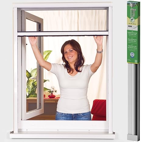 easy life Alu Insektenschutz-Rollo greenLINE für Fenster 80 x 130 cm in Weiß Fliegengitter-Rollo Aluminium + Fiberglas kürzba