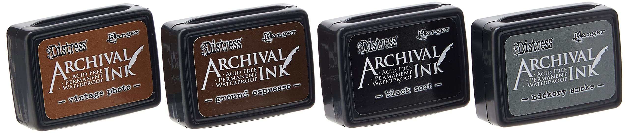 Distress Archival Mini Ink Kit 3 - Hickory Smoke/Vintage Photo/Ground Espresso/Black Soot