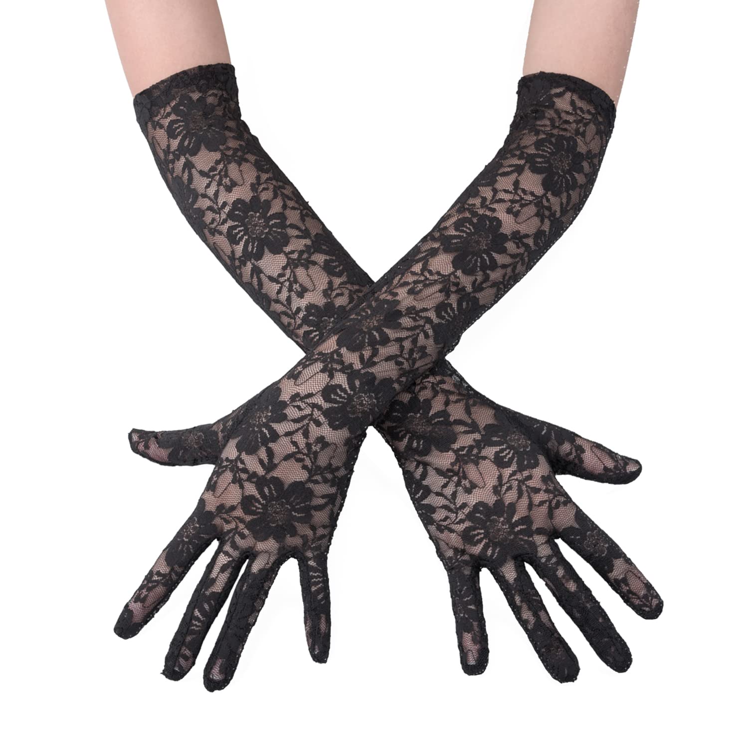Lezevn Jomnvo Lace Gloves Long Gloves Punk Gloves for Halloween Party Costume Accessory Evening Party (Color B)