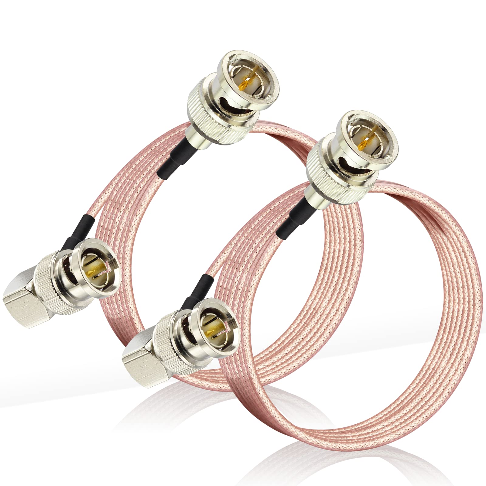 Eightwood SDI Cable BNC Male Right Angle to Male Straight 1m 3ft（2PCS） RG179 Coax for BMCC BMPC Hyperdeck Cameras CB Radio BMCC Blackmagic BMPCC HD Video Camera Flexible