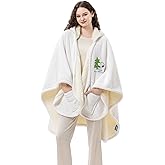 Berkshire Blanket Peanuts® Sherpa Wearable Blanket Hoodie, Cute Character Snoopy Plush Hooded Shawl Blanket