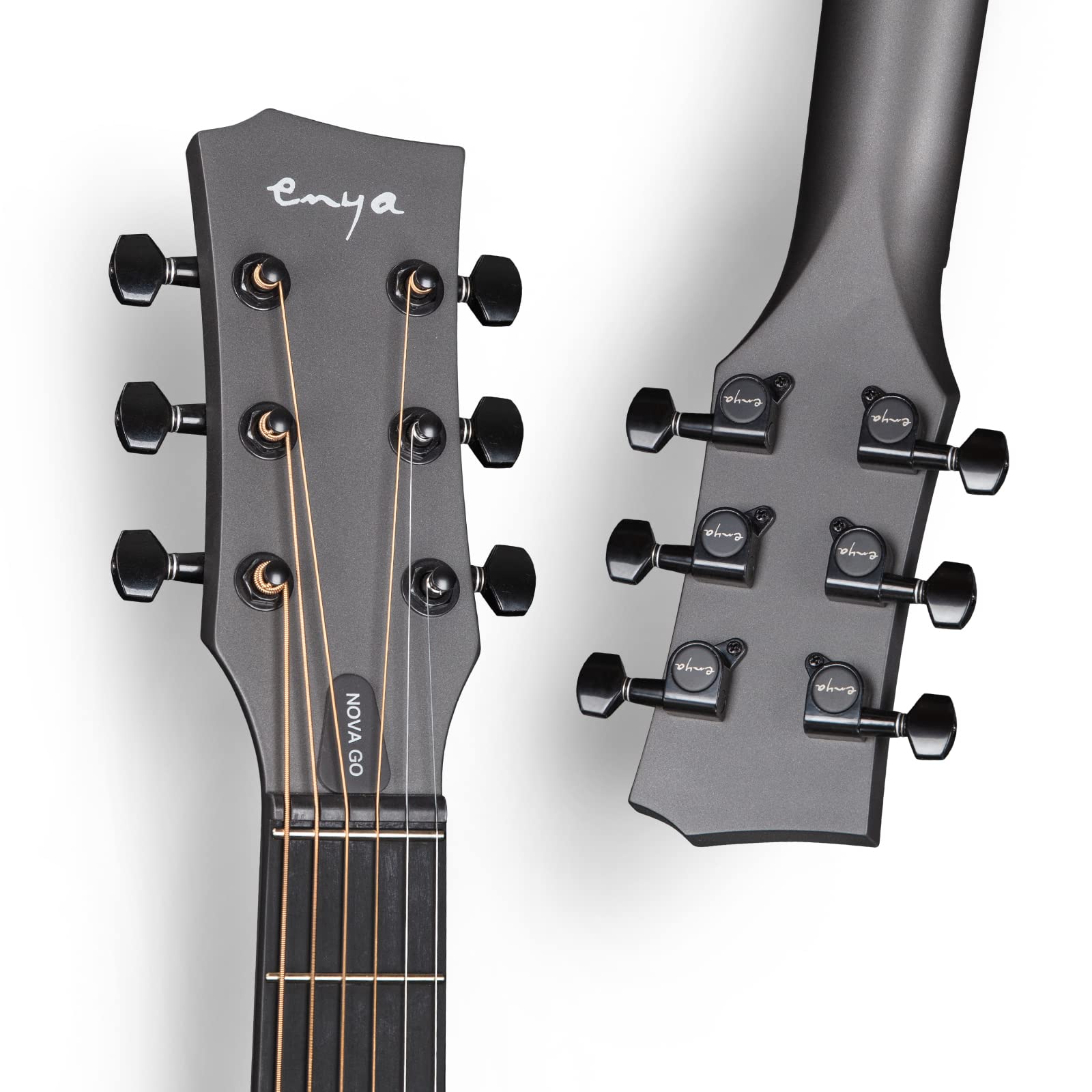 Enya Nova Go SP1 Acoustic Guitar with Carbon Integral Molded Mini Guitar with AcousticPlus Pickup, Includes Guitar Case and Guitar Straps (Black Black)