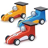 Mentari Toys - Pullback Racers - 3pc Colorful Wooden Racing Cars - Speedy Racers for Action-Packed Imaginative Play - Gift for Boys and Girls - Develop Motor Skills and Coordination - Age 3+