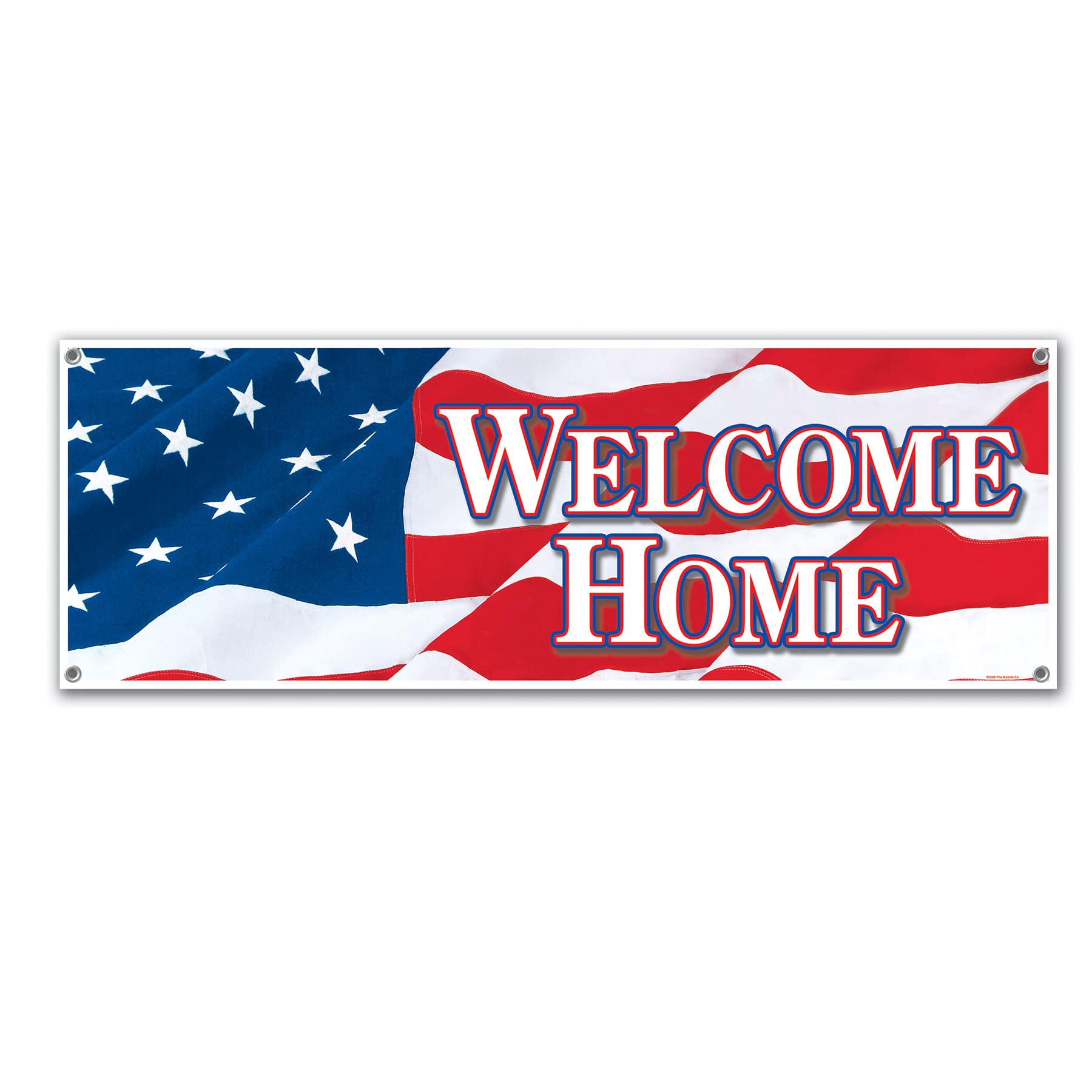Beistle 57722 Welcome Home Sign Banner, Plastic, Red/White/Blue