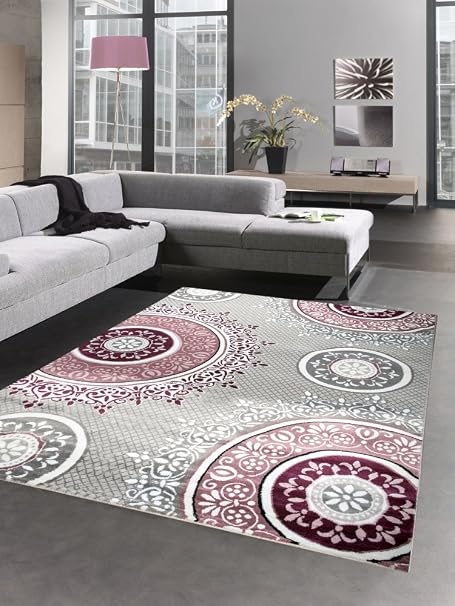 Tapis Moderne Tapis Du Salon Baroque Ornements Rose Gris