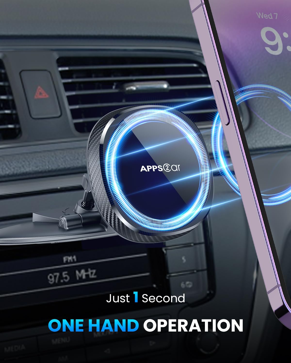 APPS2Car for Magsafe CD Player Phone Mount [17 Strong Magnets] Magnetic CD Phone Holder for Car Hands-Free Car Mount Compatible with iPhone 17 16 15 14 13 12 Pro Max Mini Plus MagSafe Case All Phones