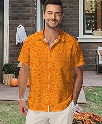 KYKU Halloween Men Shirt Short Sleeved Button Up