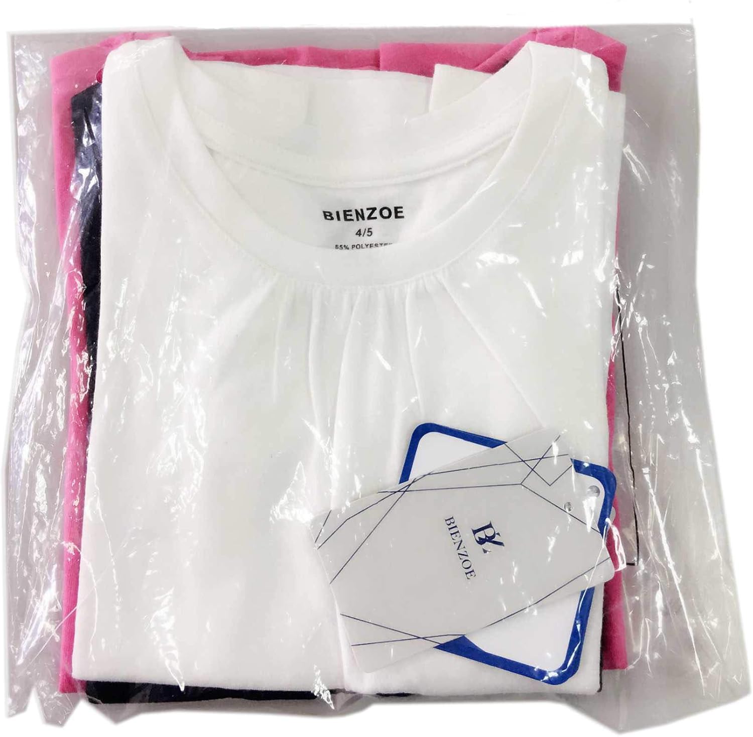 Bienzoe Girl's School Uniform Breathable Quick Dry T-Shirt 3PCS Pack: Clothing