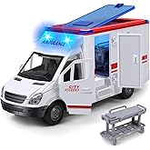 Toy Ambulance Boys Age 3-5 With 4 Different Flashing Sound & Lights, Back And Side Doors Open Friction-Powered Wheels Light U