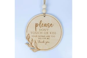 ONNIBE Wooden Card Please Do Not Touch or Kiss Baby Sign Please Do Not Touch Baby Wooden Sign Shower (M08)