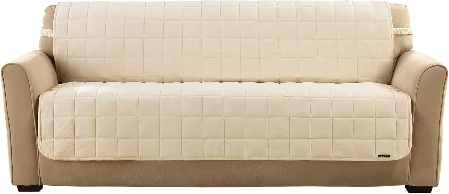 SureFit Armless Deluxe Pet Cover Sofa Slipcover, Ivory