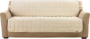 SureFit Armless Deluxe Pet Cover Sofa Slipcover, Ivory
