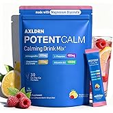 Axldrn PotentCalm Super Cortisol Drink, Magnesium Glycinate Powder, L-theanine, Ashwagandha, Vitamin D, No Sugar, Raspberry Lemonade Electrolytes Powder - 30 Servings