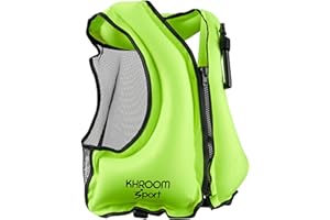 Khroom Inflatable Snorkel Vest Adults and Teenagers 59" - 75", 90-200 lbs lbs | Weighs only 400 Grams | Buoyancy Jacket for S